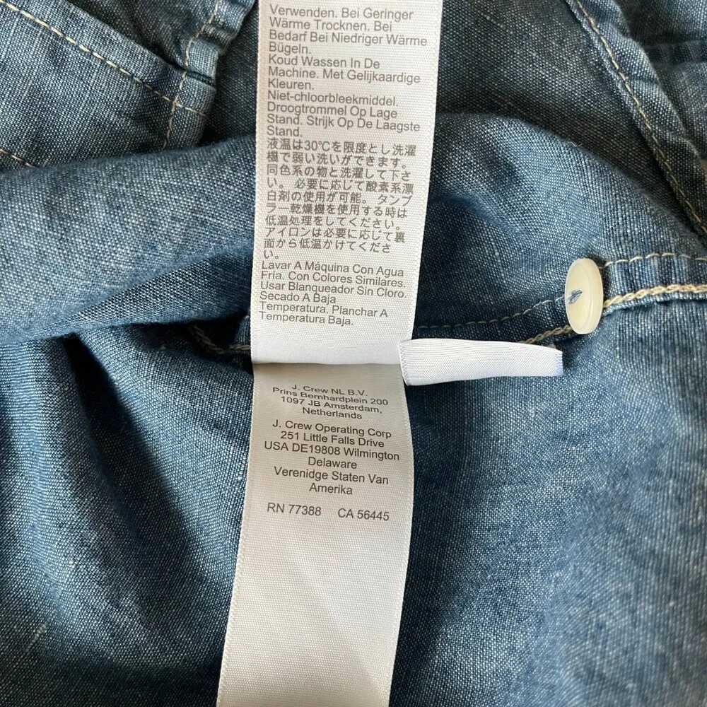 Madewell Chambray Cotton Linen Blend Blue Long Sleeve Button Down Shirt M - Picture 6 of 10